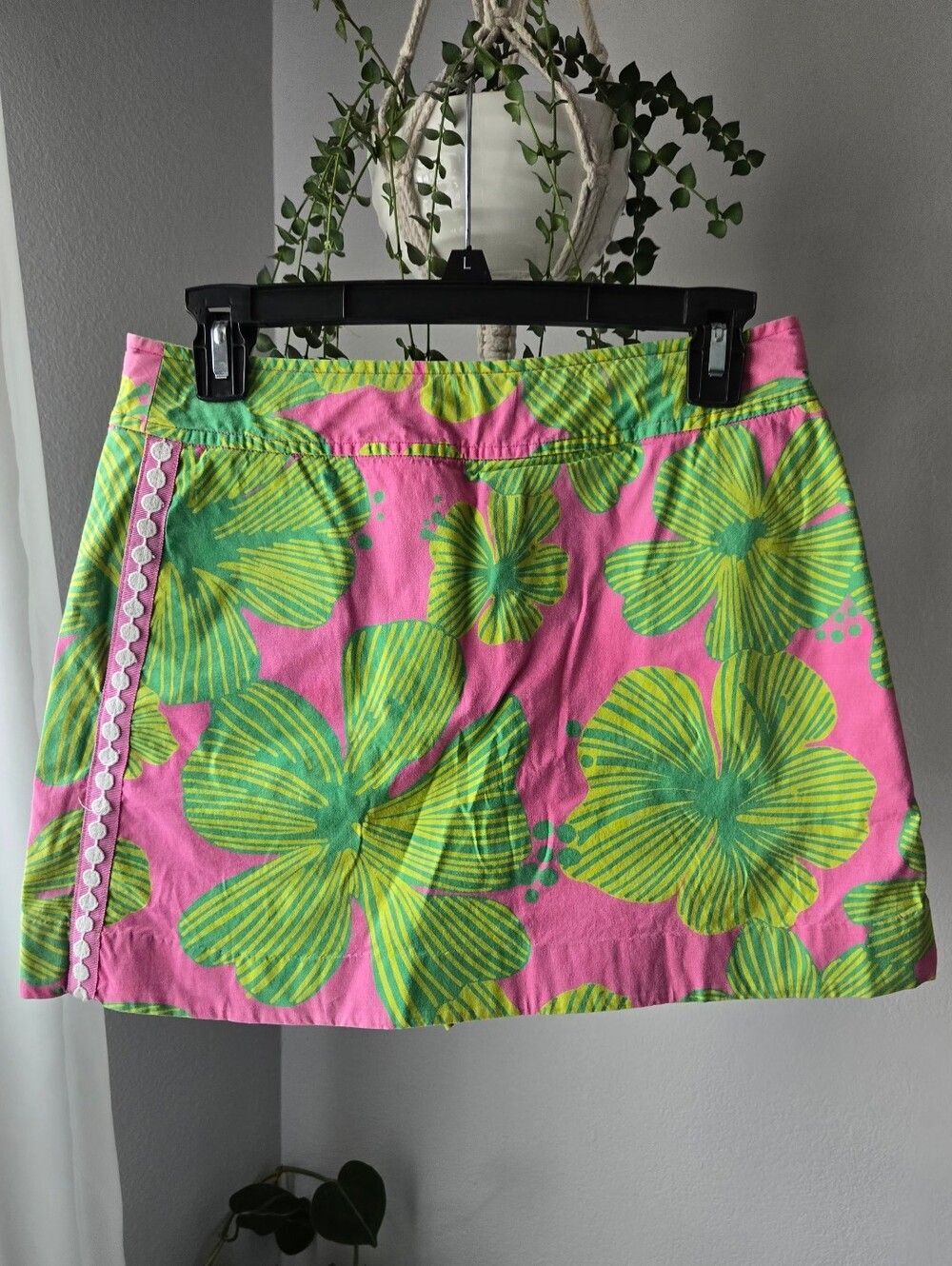 Vintage Lilly Pulitzer Hibiscus Floral Skort Size 2 Pink Green